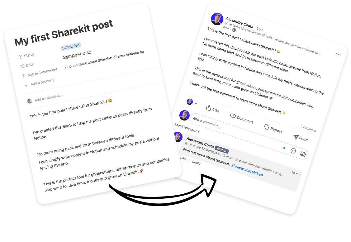 Publish LinkedIn post from Notion with ShareKit.